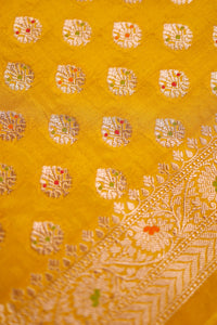 Handwoven Mustard Yellow Banarasi Katan Silk Suit