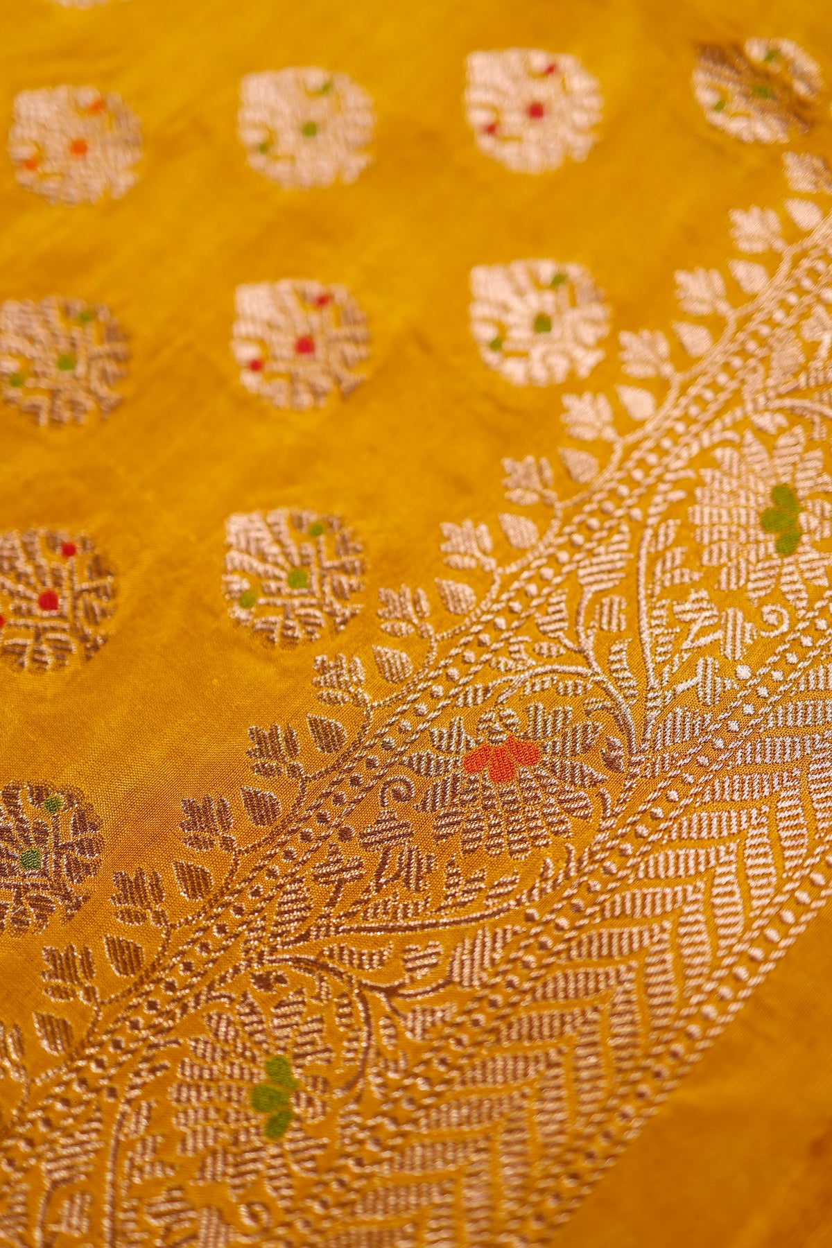 Handwoven Mustard Yellow Banarasi Katan Silk Suit