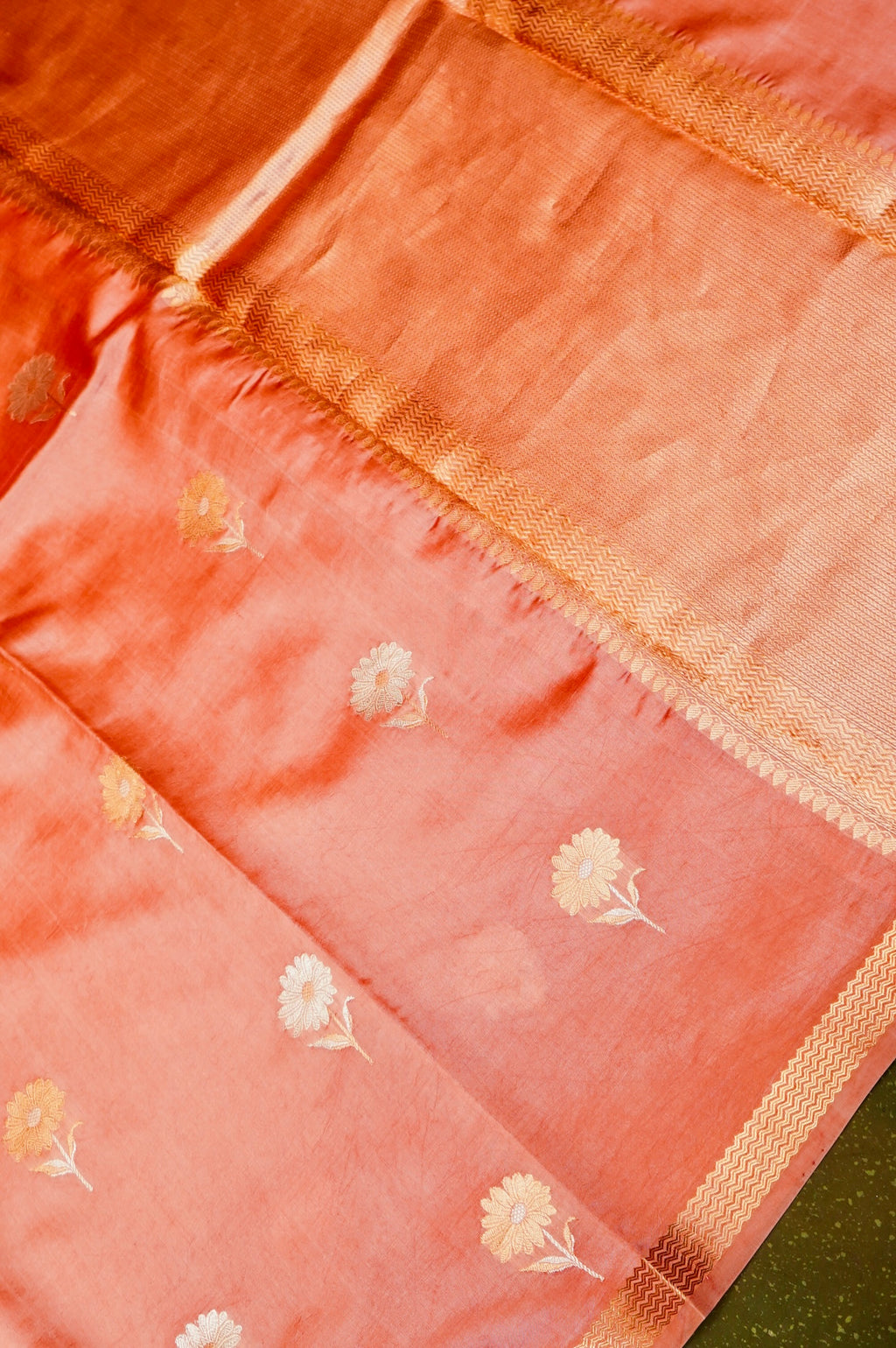 Handwoven Peach Banarasi Katan Soft Silk Saree