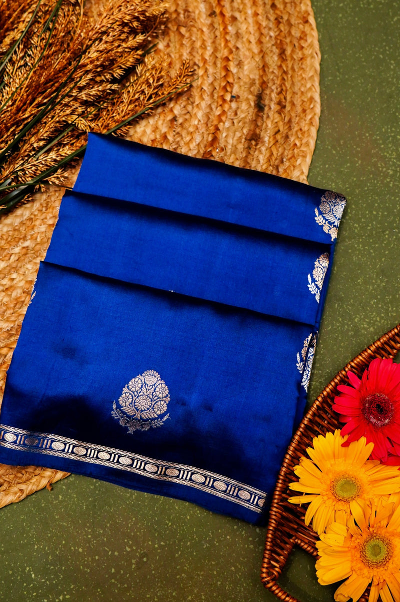 Handwoven Blue Banarasi Katan Soft Silk Saree