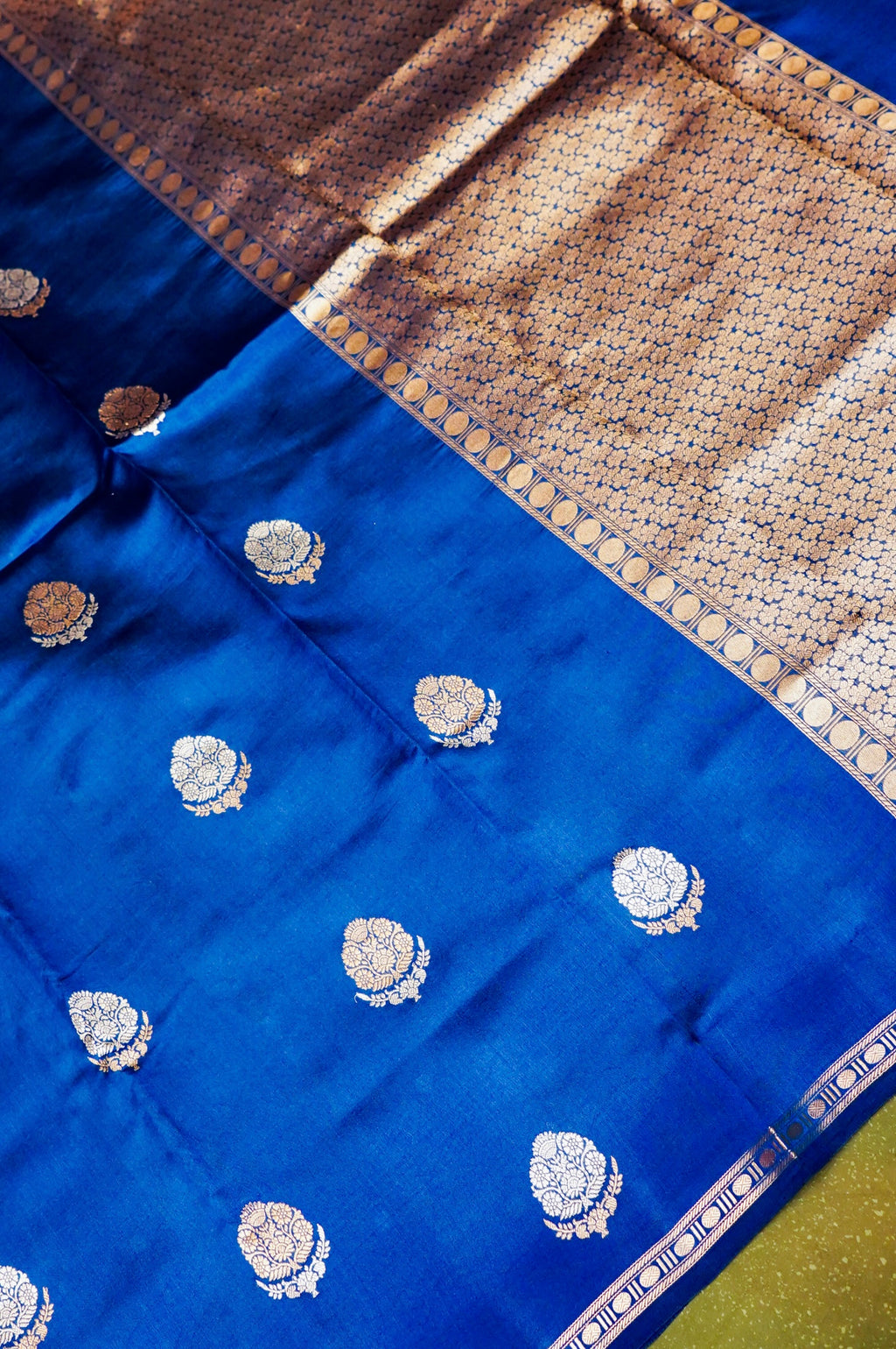 Handwoven Blue Banarasi Katan Soft Silk Saree