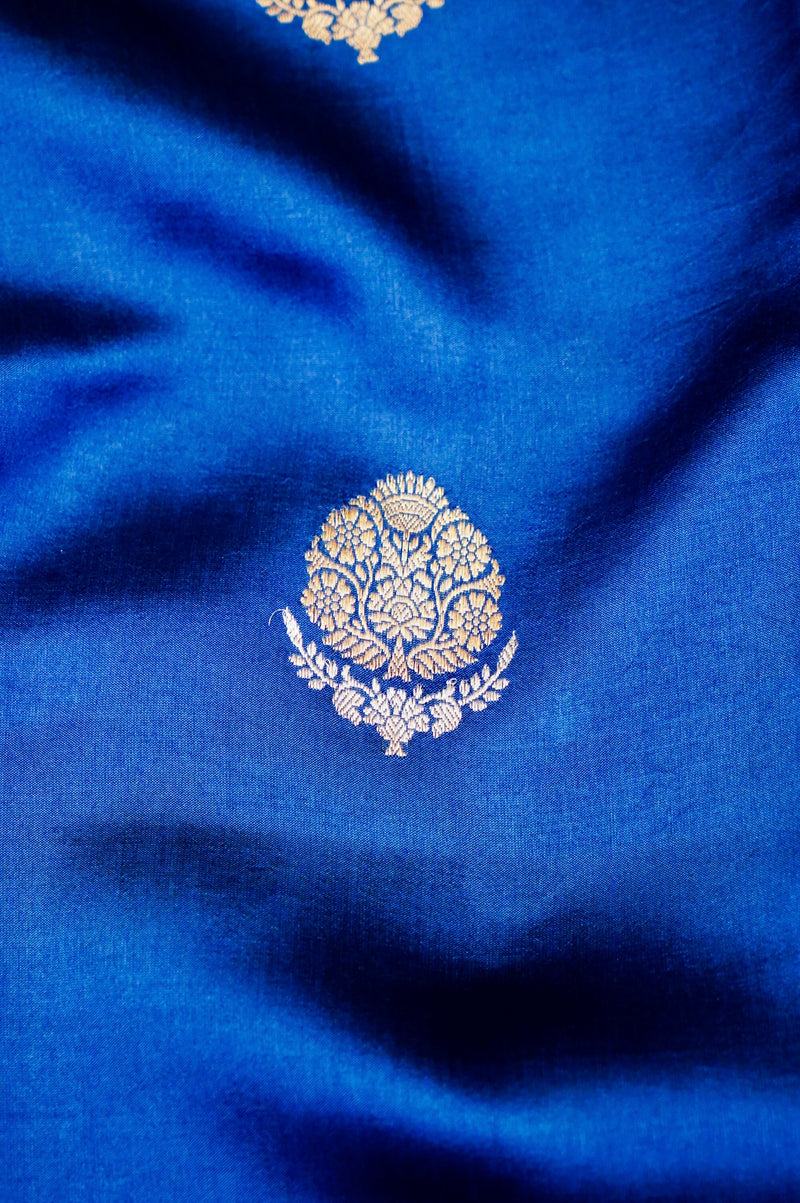 Handwoven Blue Banarasi Katan Soft Silk Saree