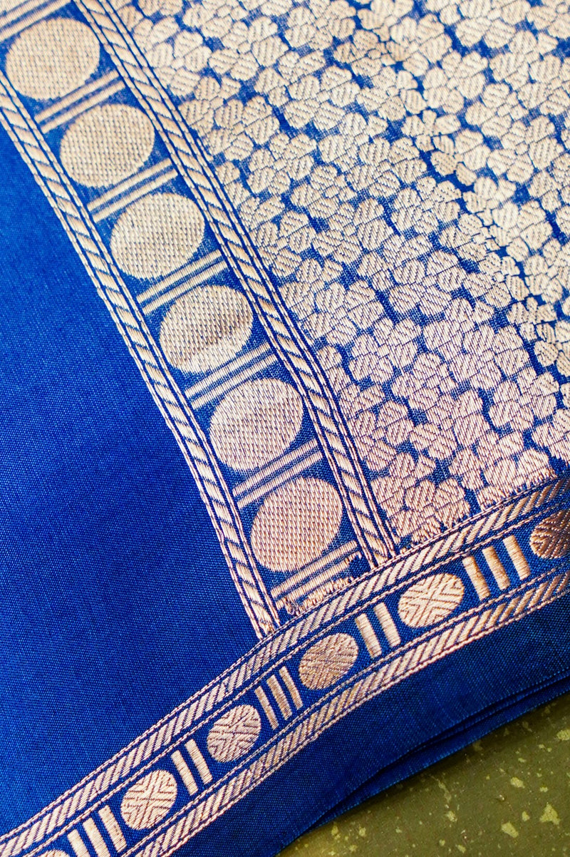 Handwoven Blue Banarasi Katan Soft Silk Saree