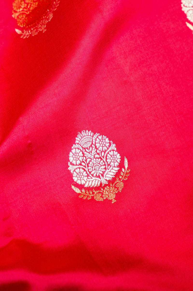 Handwoven Pink Banarasi Katan Soft Silk Saree