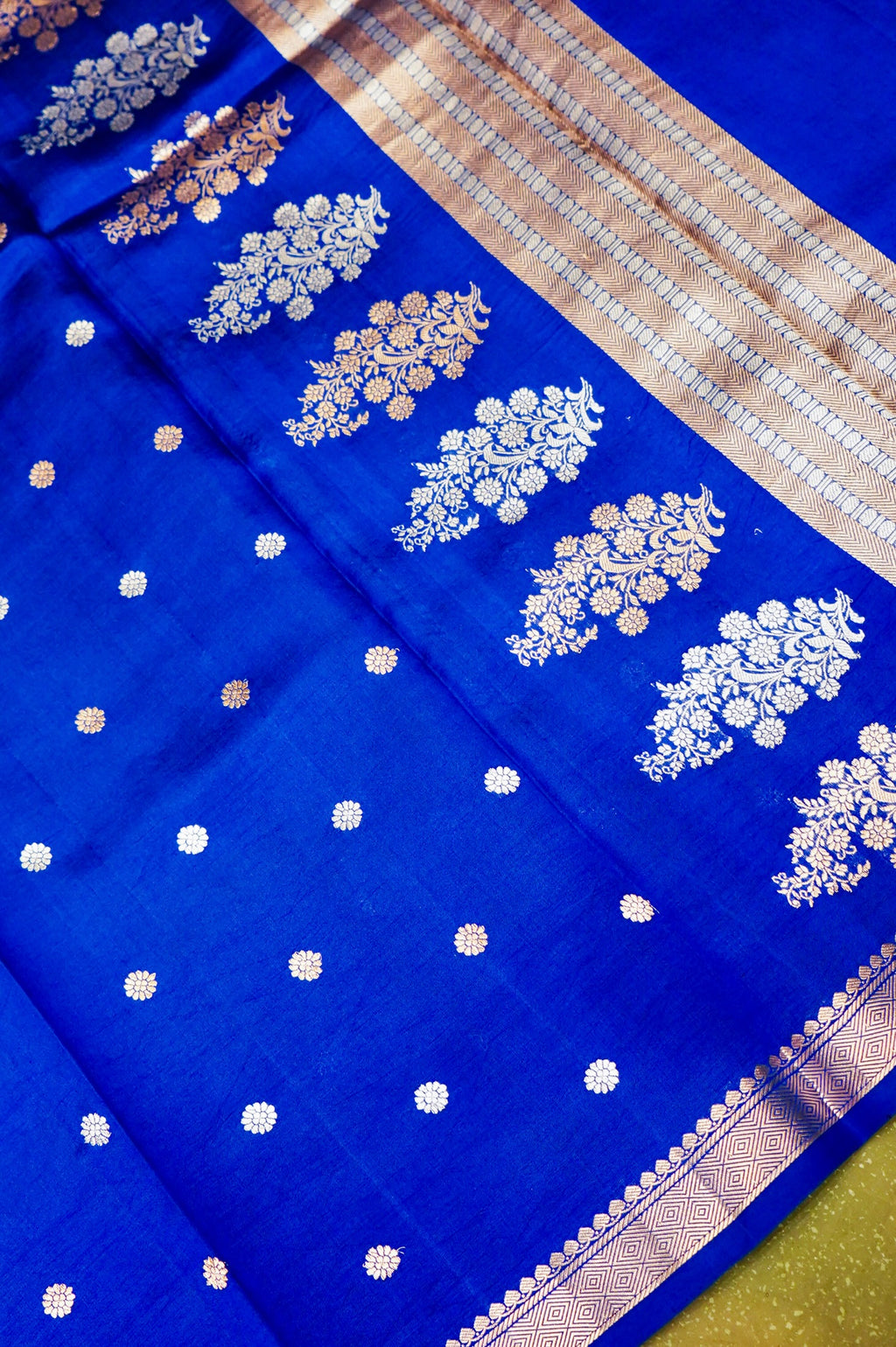 Handwoven Blue Banarasi Katan Soft Silk Saree
