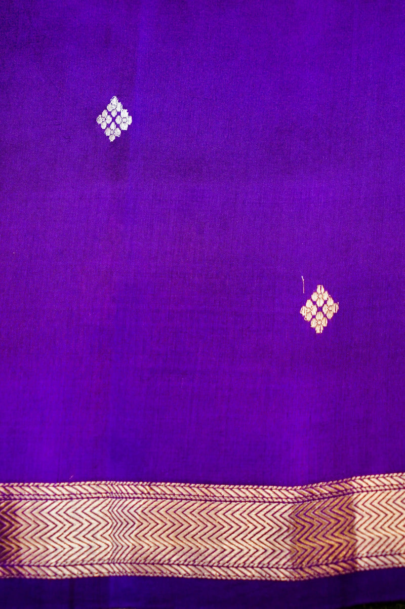 Handwoven Purple Banarasi Katan Soft Silk Saree