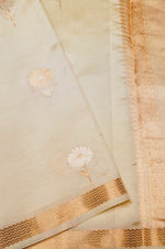 Handwoven Off White Banarasi Katan Soft Silk Saree