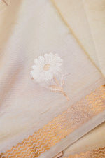 Handwoven Off White Banarasi Katan Soft Silk Saree