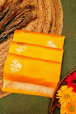 Handwoven Yellow Banarasi Katan Soft Silk Saree