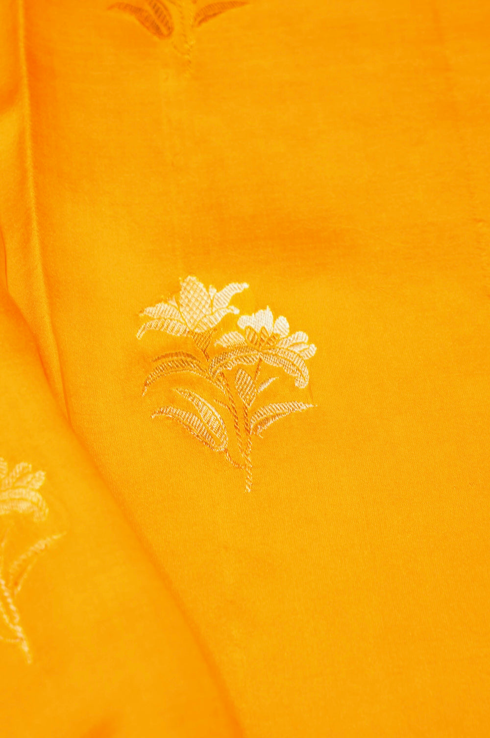 Handwoven Yellow Banarasi Katan Soft Silk Saree