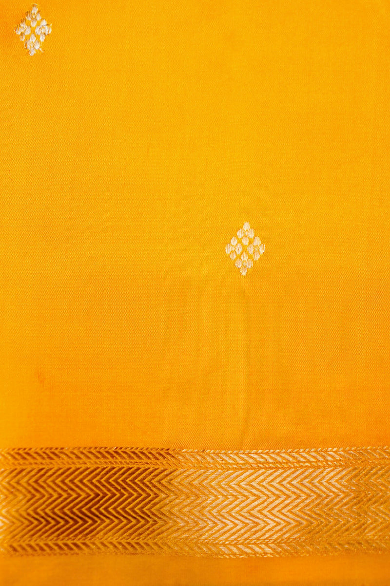 Handwoven Yellow Banarasi Katan Soft Silk Saree