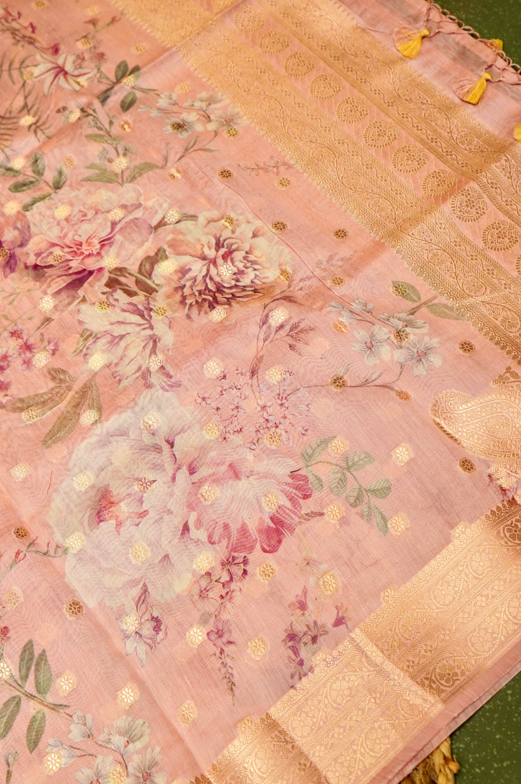 Designer Peach Chanderi Silk Suit