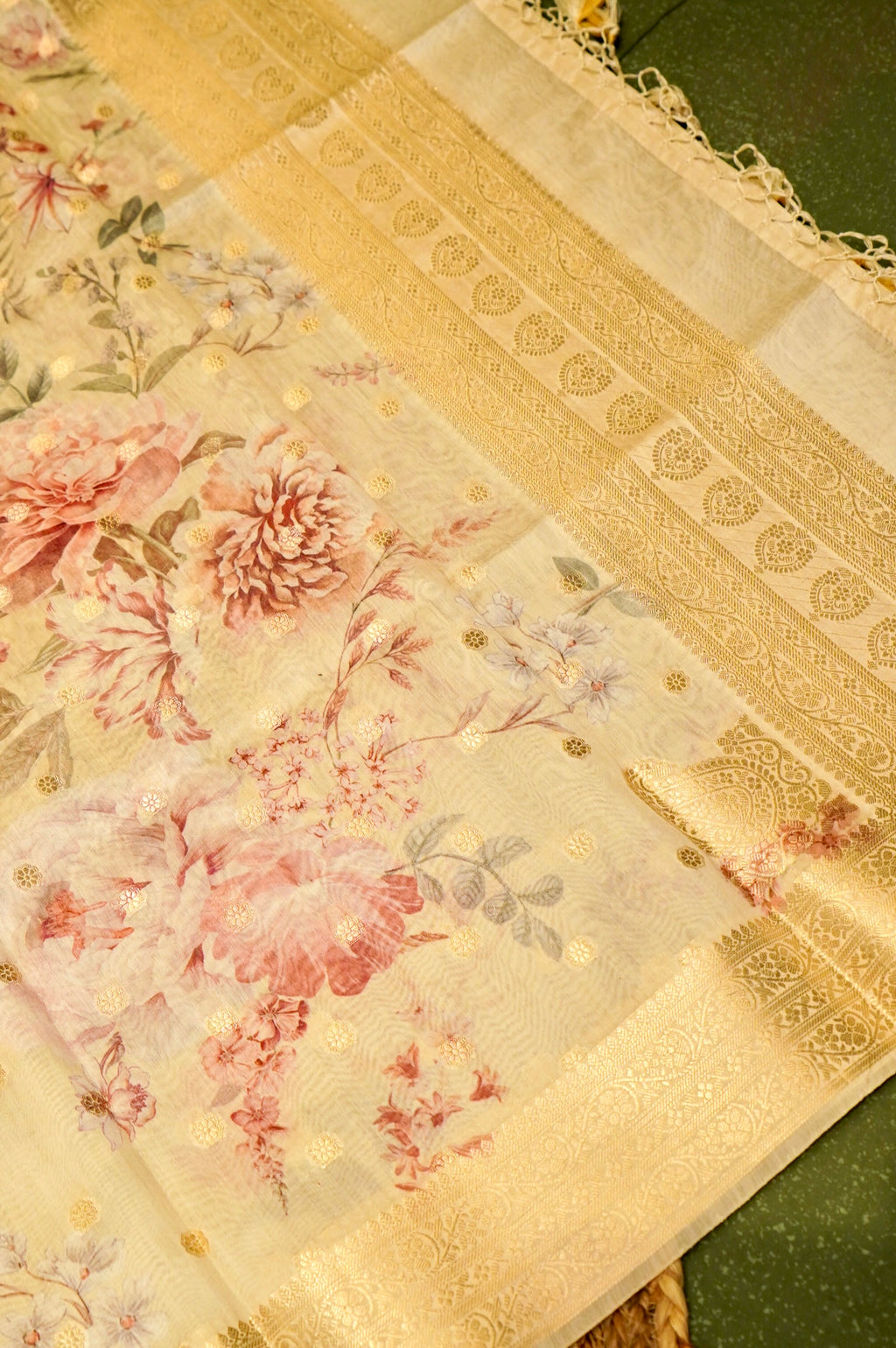 Designer Beige Chanderi Silk Suit