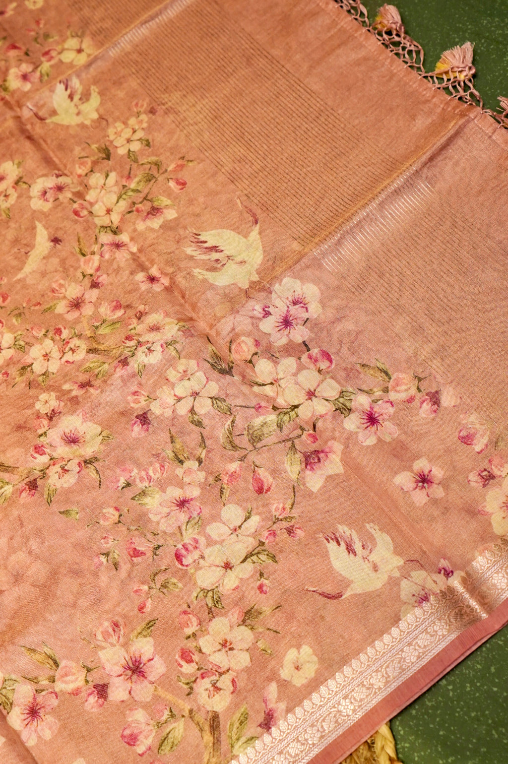 Designer Peach Chanderi Silk Suit