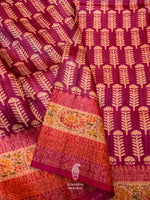 Handwoven Banarasi Magenta Tussar Silk Saree
