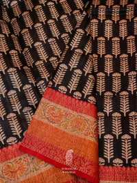 Handwoven Banarasi Black Tussar Silk Saree