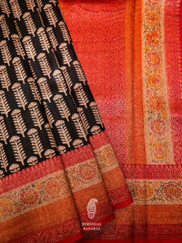 Handwoven Banarasi Black Tussar Silk Saree