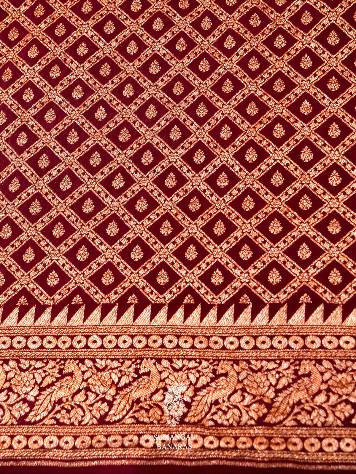Handwoven Banarasi Red Khaddi Crepe Saree