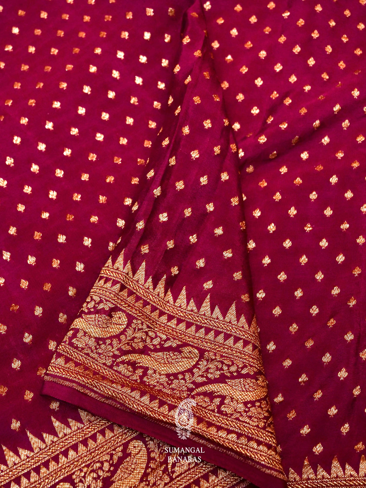 Handwoven Banarasi Wine Khaddi Crepe Saree