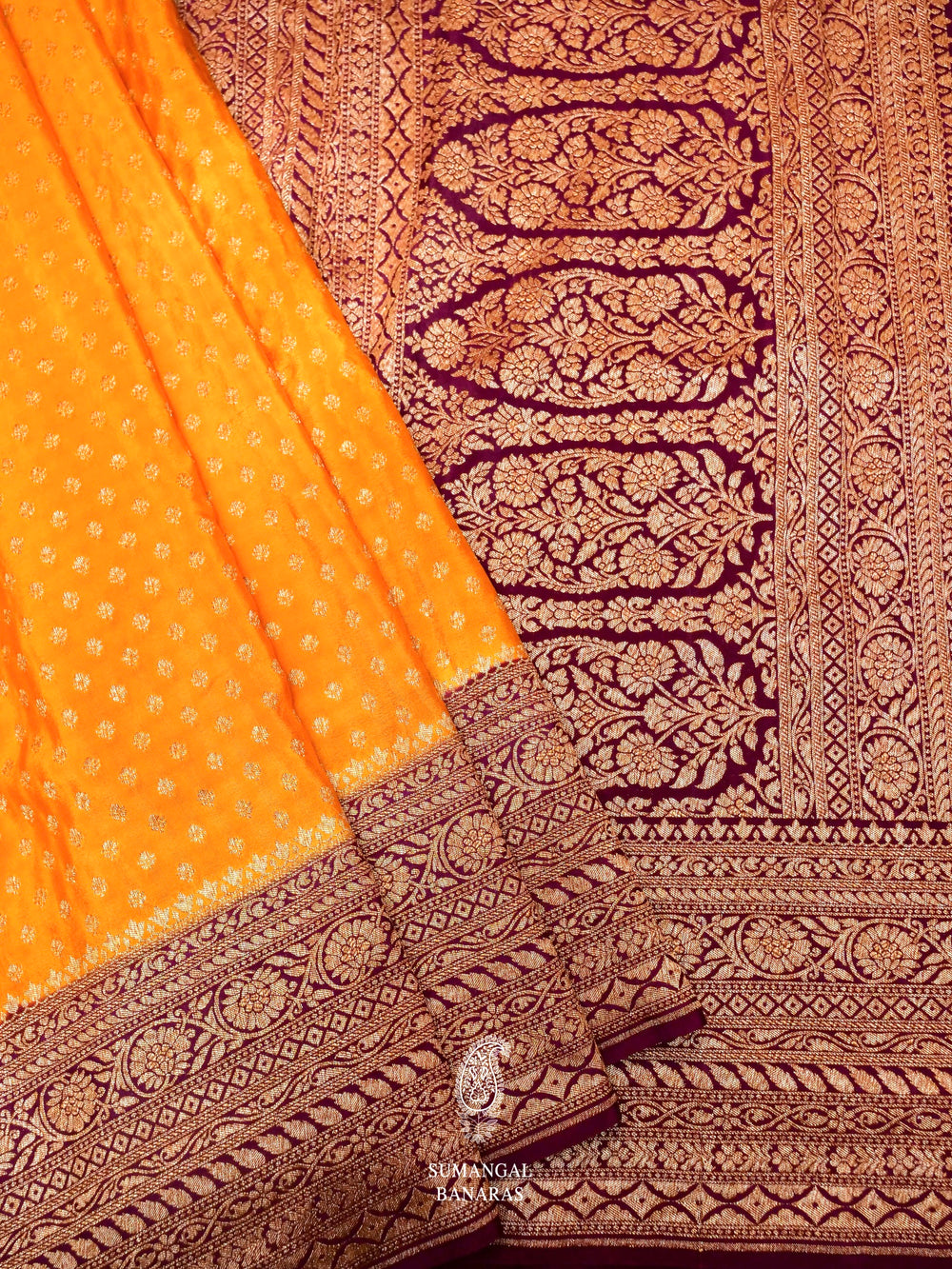 Handwoven Banarasi Yellow Khaddi Crepe Saree