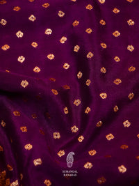 Handwoven Banarasi Violet Khaddi Crepe Saree