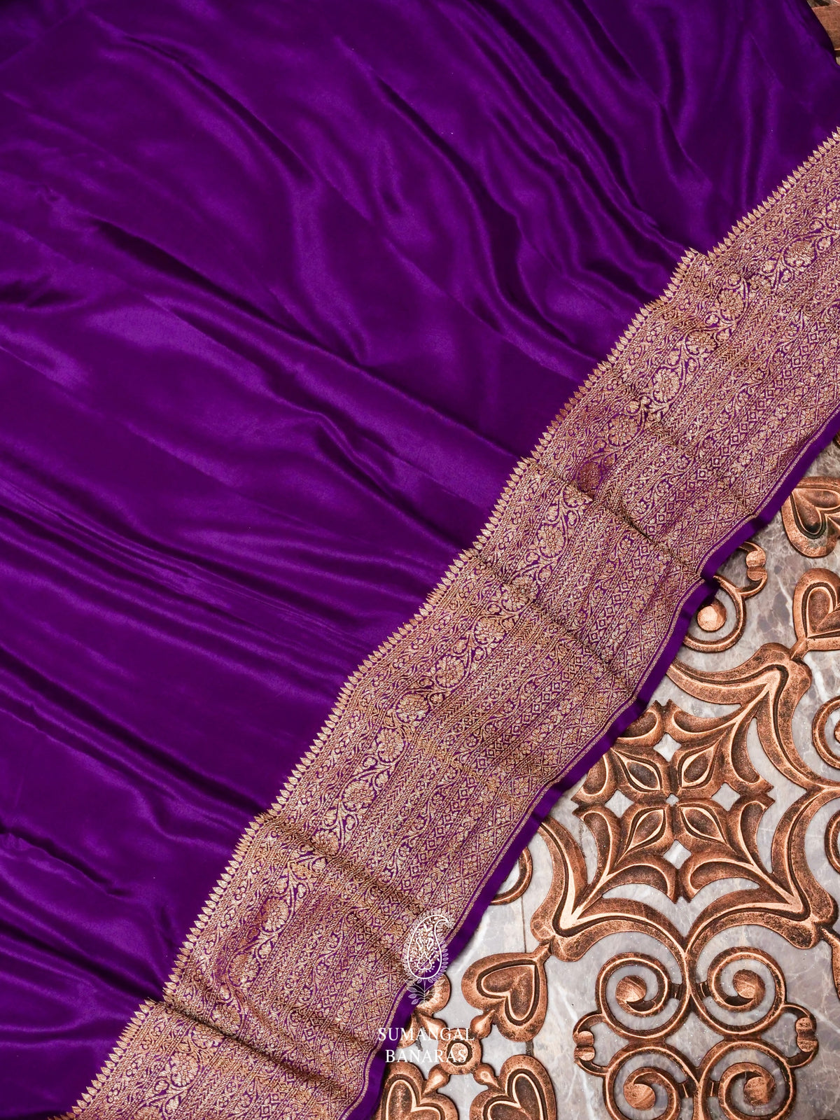 Handwoven Banarasi Purple Khaddi Crepe Saree
