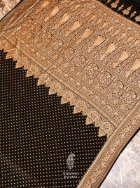 Handwoven Banarasi Black Khaddi Crepe Saree