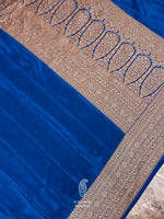 Handwoven Banarasi Royal Blue Khaddi Crepe Saree
