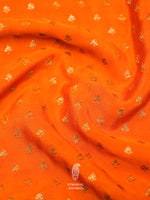Handwoven Banarasi Orange Khaddi Crepe Saree