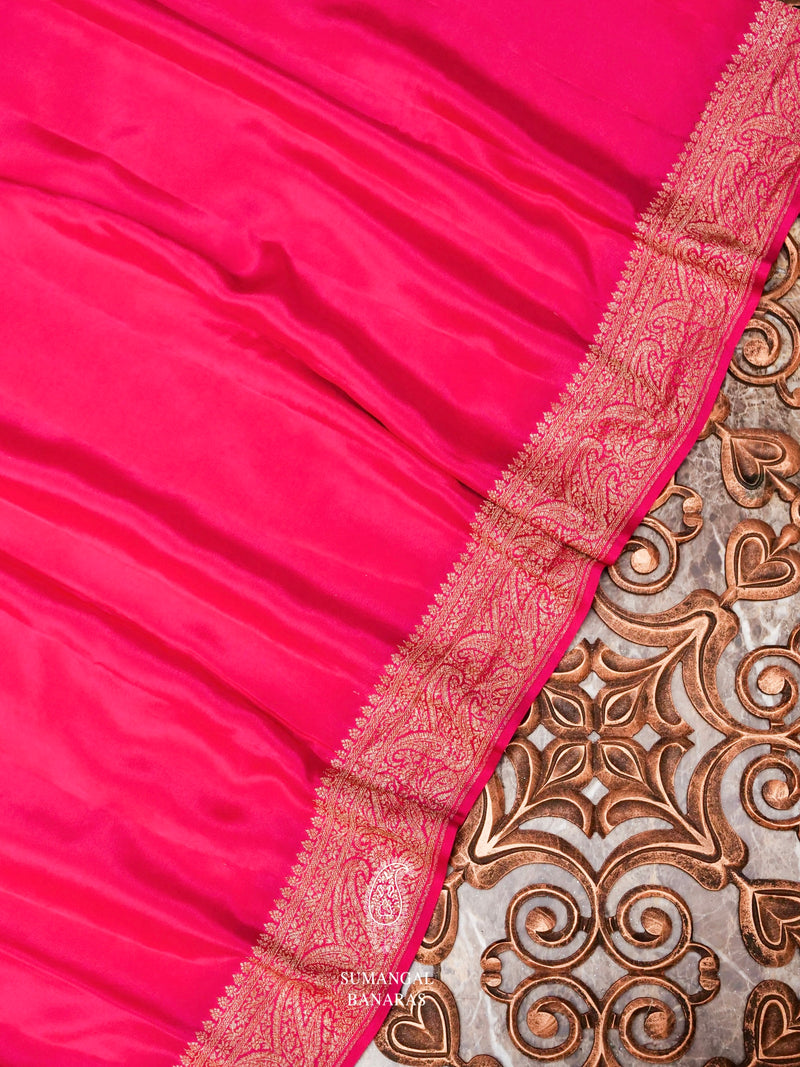 Handwoven Banarasi Pink Khaddi Crepe Saree