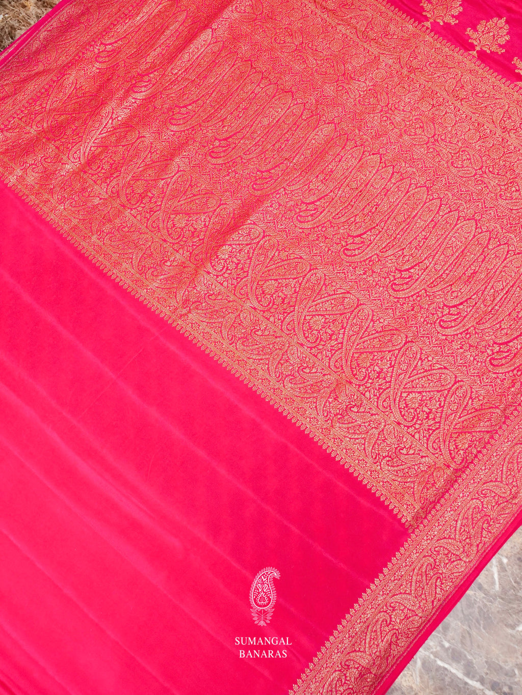 Handwoven Banarasi Pink Khaddi Crepe Saree
