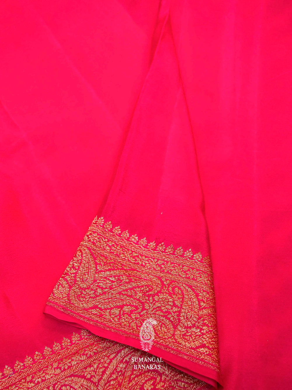 Handwoven Banarasi Pink Khaddi Crepe Saree