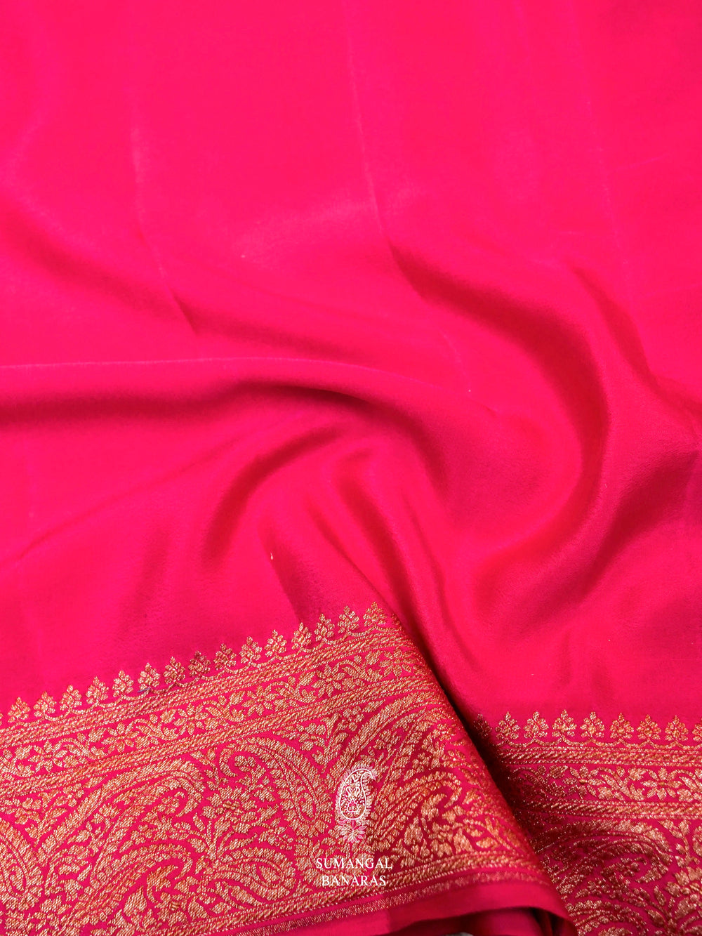 Handwoven Banarasi Pink Khaddi Crepe Saree