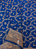 Handwoven Banarasi Blue Khaddi Crepe Saree