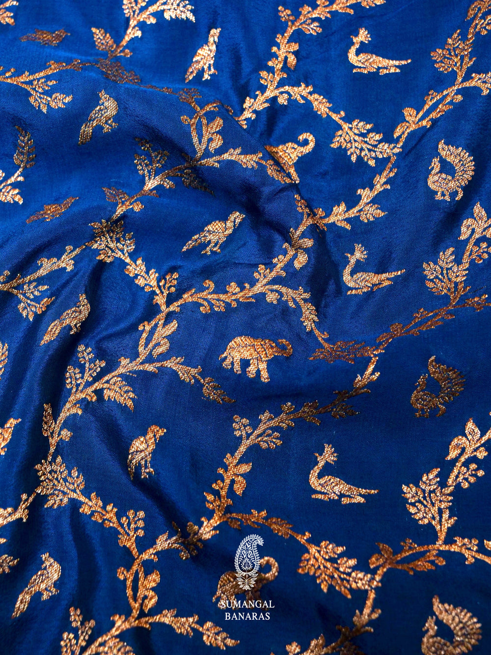 Handwoven Banarasi Blue Khaddi Crepe Saree