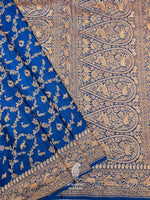 Handwoven Banarasi Blue Khaddi Crepe Saree