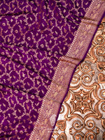 Handwoven Banarasi Violet Khaddi Crepe Saree