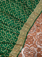 Handwoven Banarasi Green Khaddi Crepe Saree
