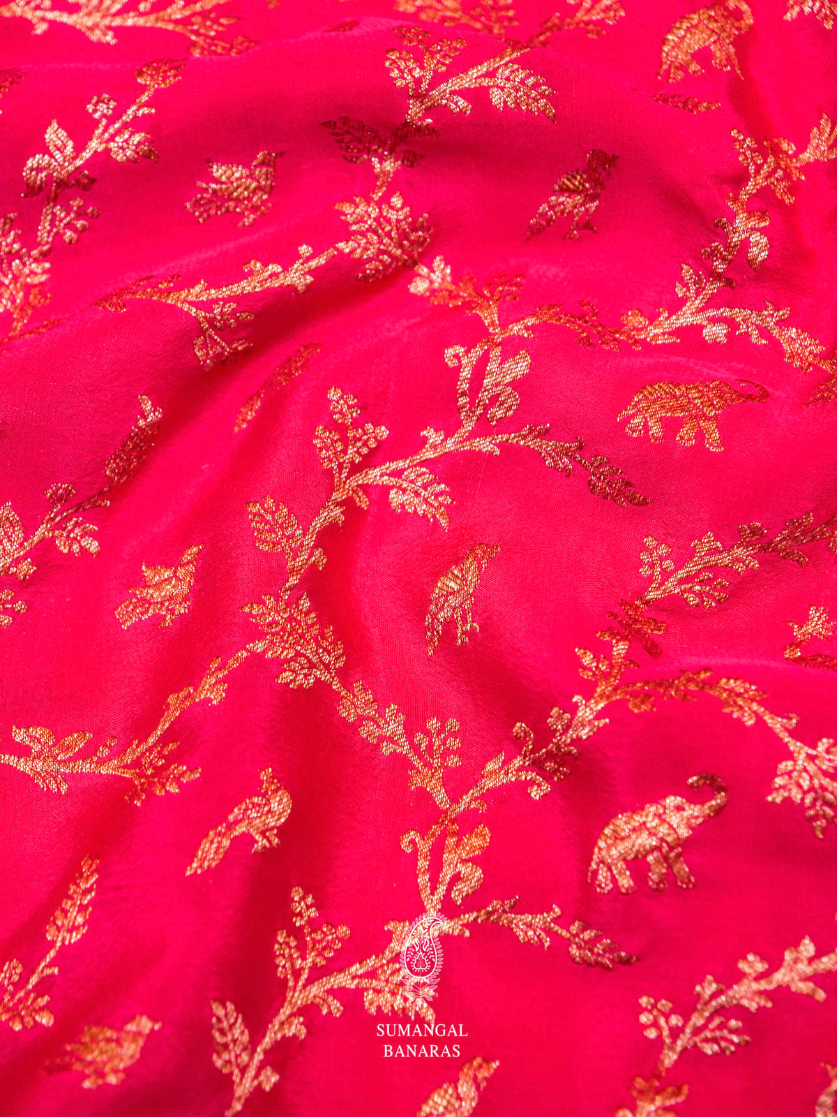 Handwoven Banarasi Pink Khaddi Crepe Saree