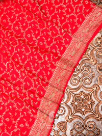 Handwoven Banarasi Red Khaddi Crepe Saree