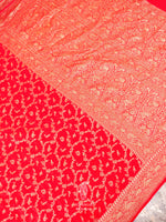 Handwoven Banarasi Red Khaddi Crepe Saree