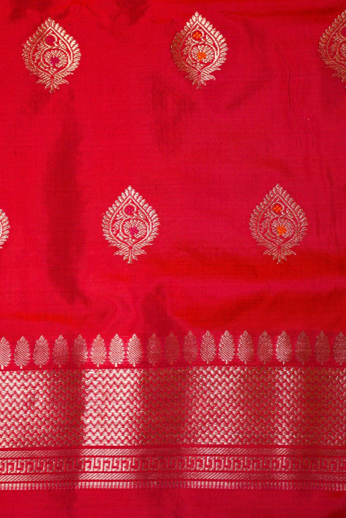 Handwoven Red Banarasi Katan Silk Suit