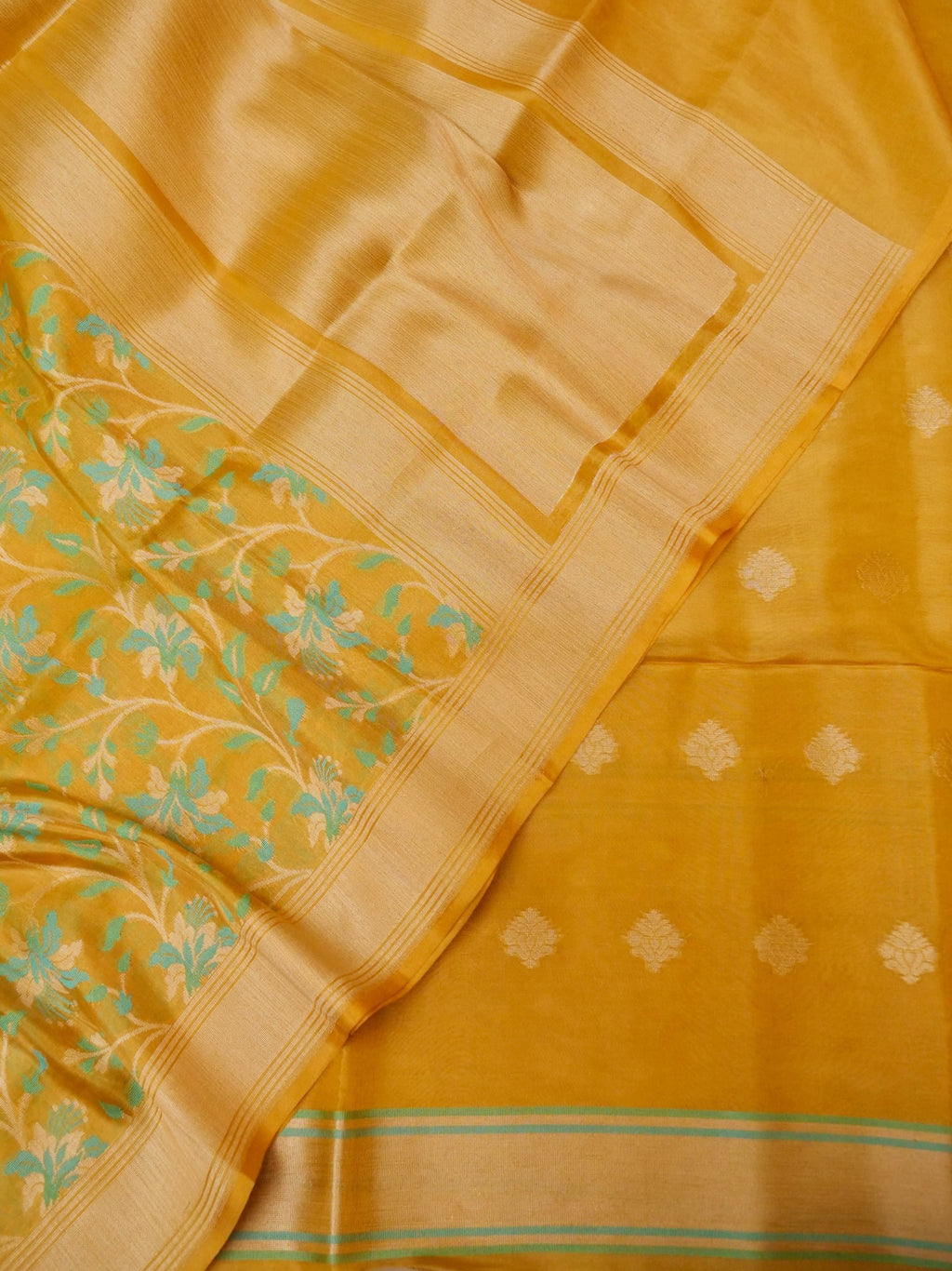 Handwoven Yellow Banarasi Tissue Silk Suit