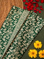 Handwoven Dark Green Banarasi Katan Silk Saree