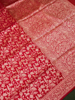 Handwoven Reddish Pink Banarasi Katan Silk Saree