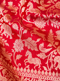 Handwoven Reddish Pink Banarasi Katan Silk Saree