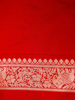 Handwoven Pinkish Red Banarasi Katan Silk Saree