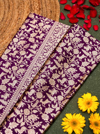 Handwoven Dark Purple Banarasi Katan Silk Saree