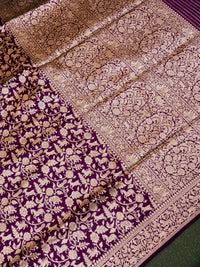 Handwoven Dark Purple Banarasi Katan Silk Saree