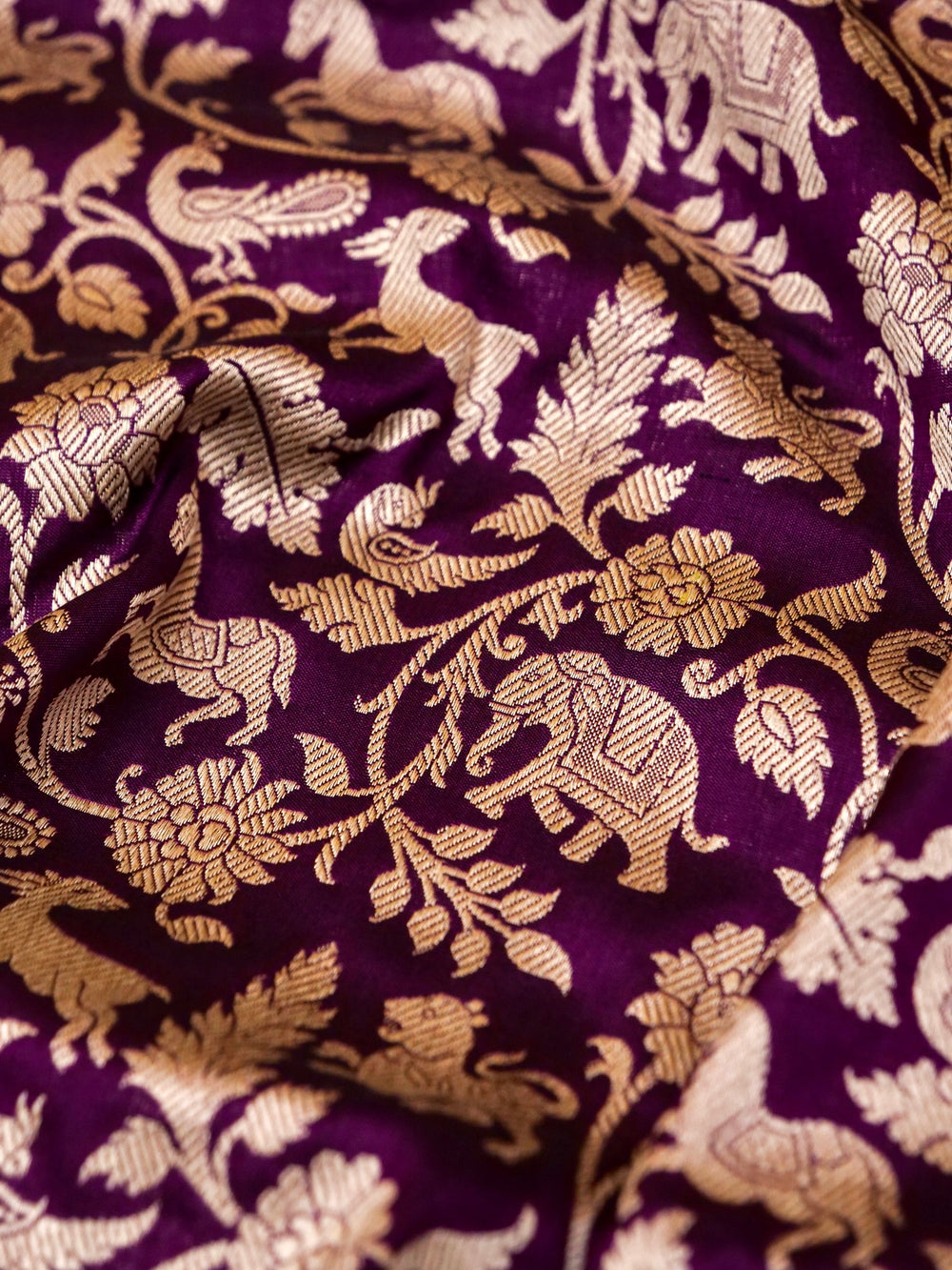 Handwoven Dark Purple Banarasi Katan Silk Saree